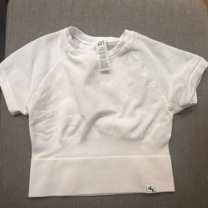 JOYLAB White Mesh Sleeve Active Crop Top